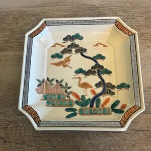 Hand‎ Painted Japanese Crane Plate 8" Ready To Hang